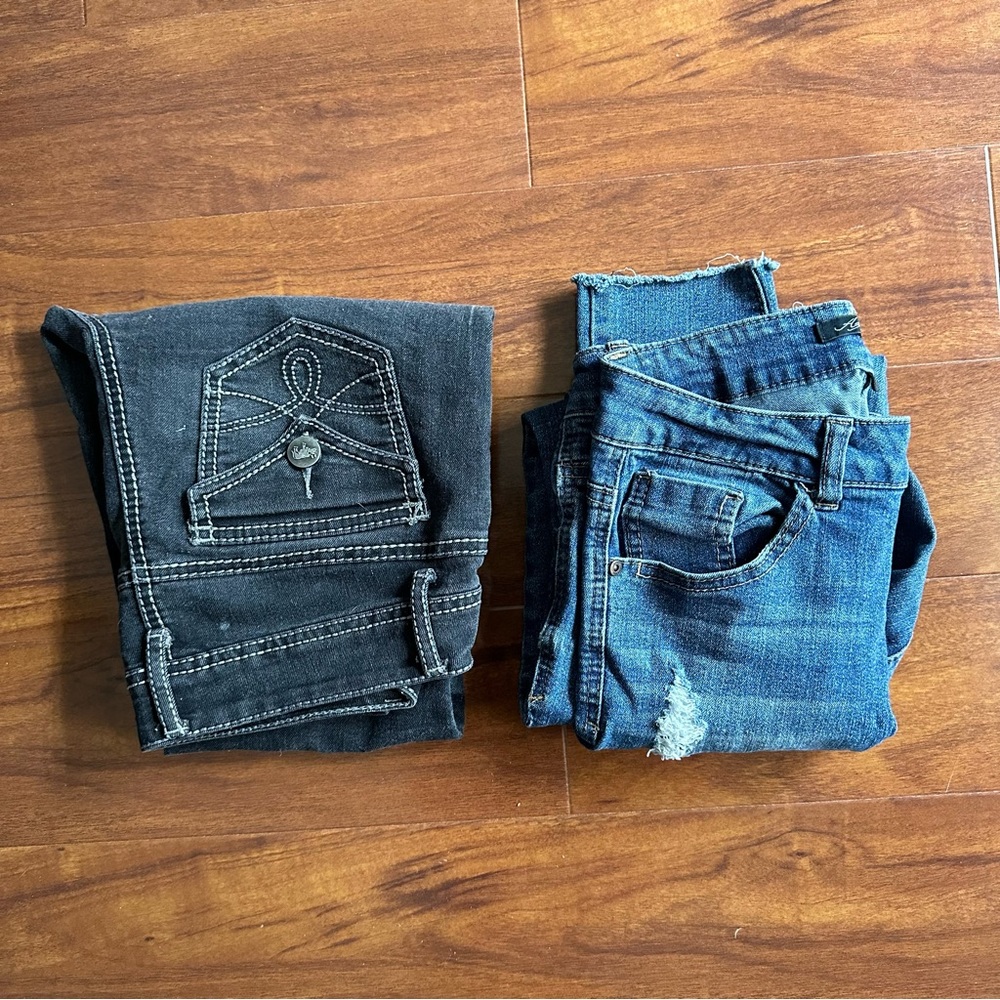 JEANS BUNDLE skinny jeans, gray and medium wash (Size XS / ~26)